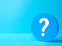 Question mark on blue background.