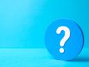 Question mark on blue background.