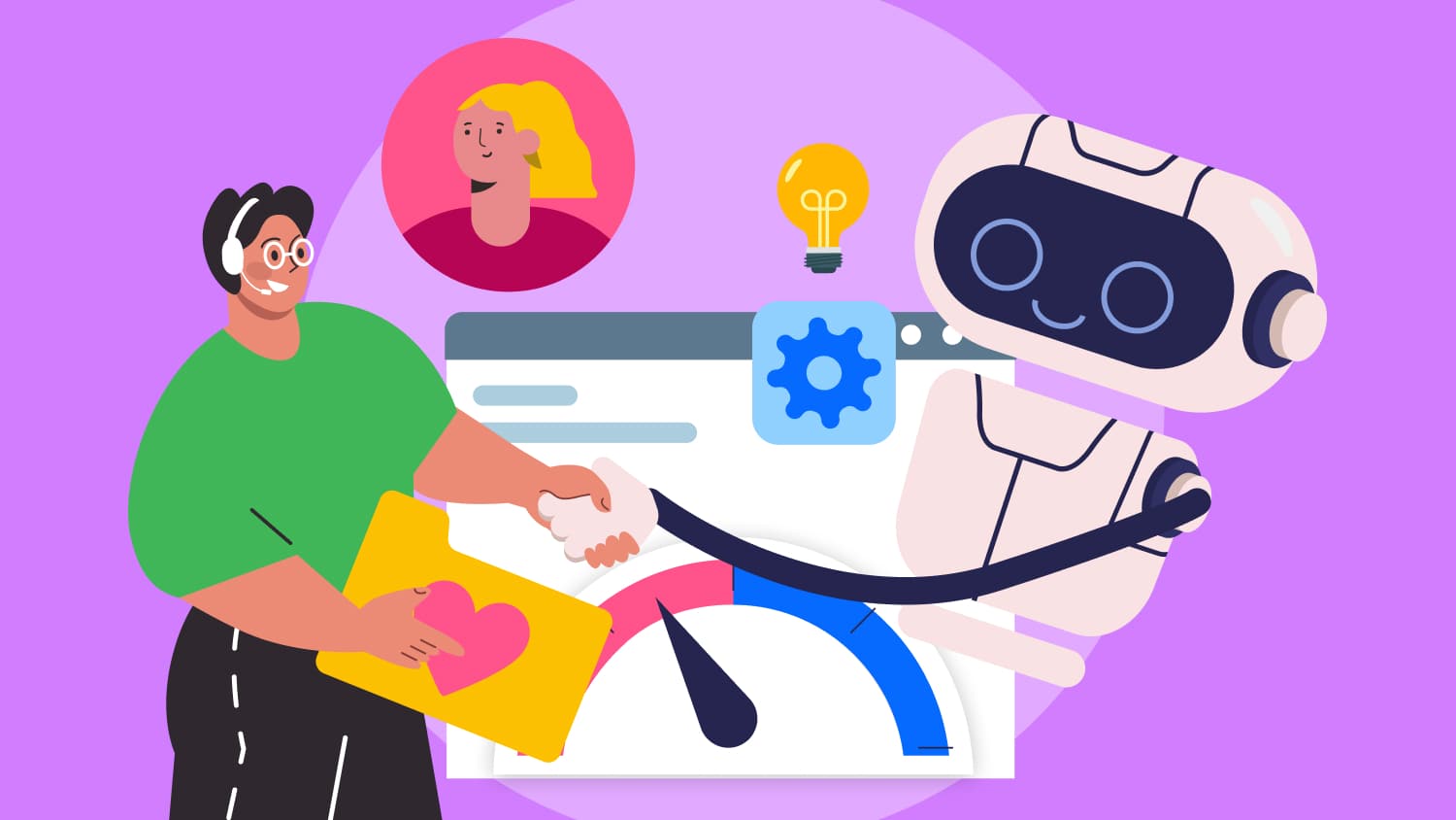 Illustration with a human and an AI agent working together