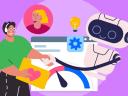 Illustration with a human and an AI agent working together