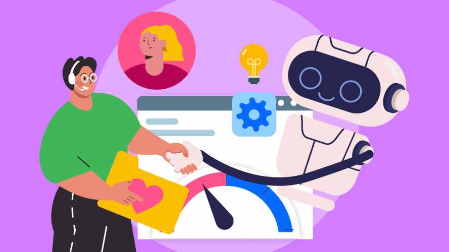 Illustration with a human and an AI agent working together