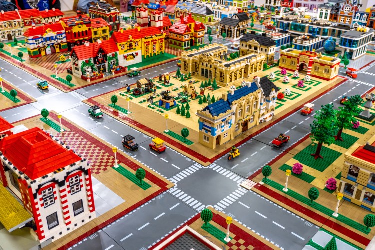 A fully constructed, well-organized city of building bricks
