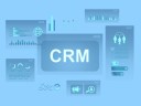 Free vs Paid CRM icons on blue