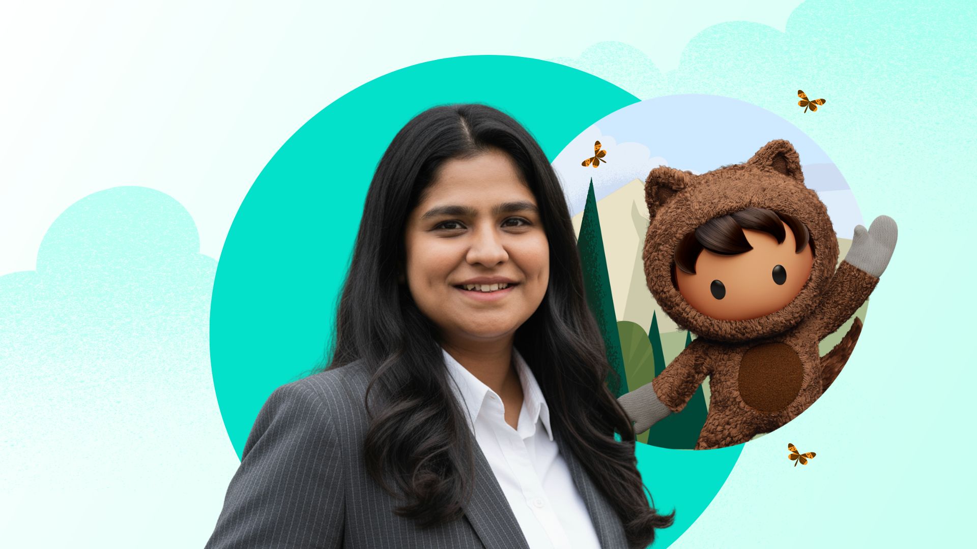 Niti Salesblazer headshot with Astro and sales green background