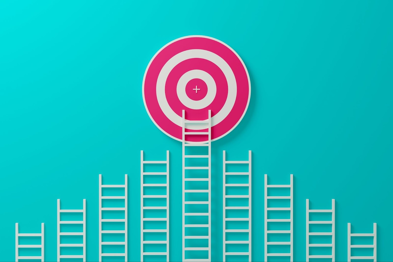 A target illustration on a blue background