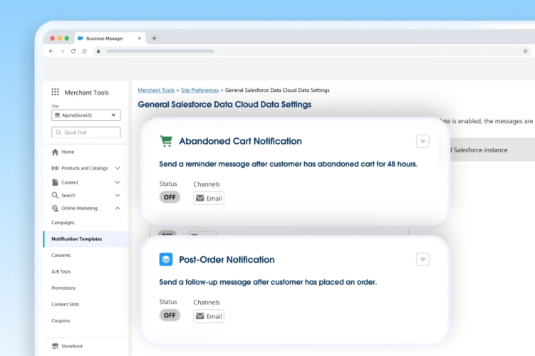 User interface that a merchandiser would see when working in Agentforce Commerce