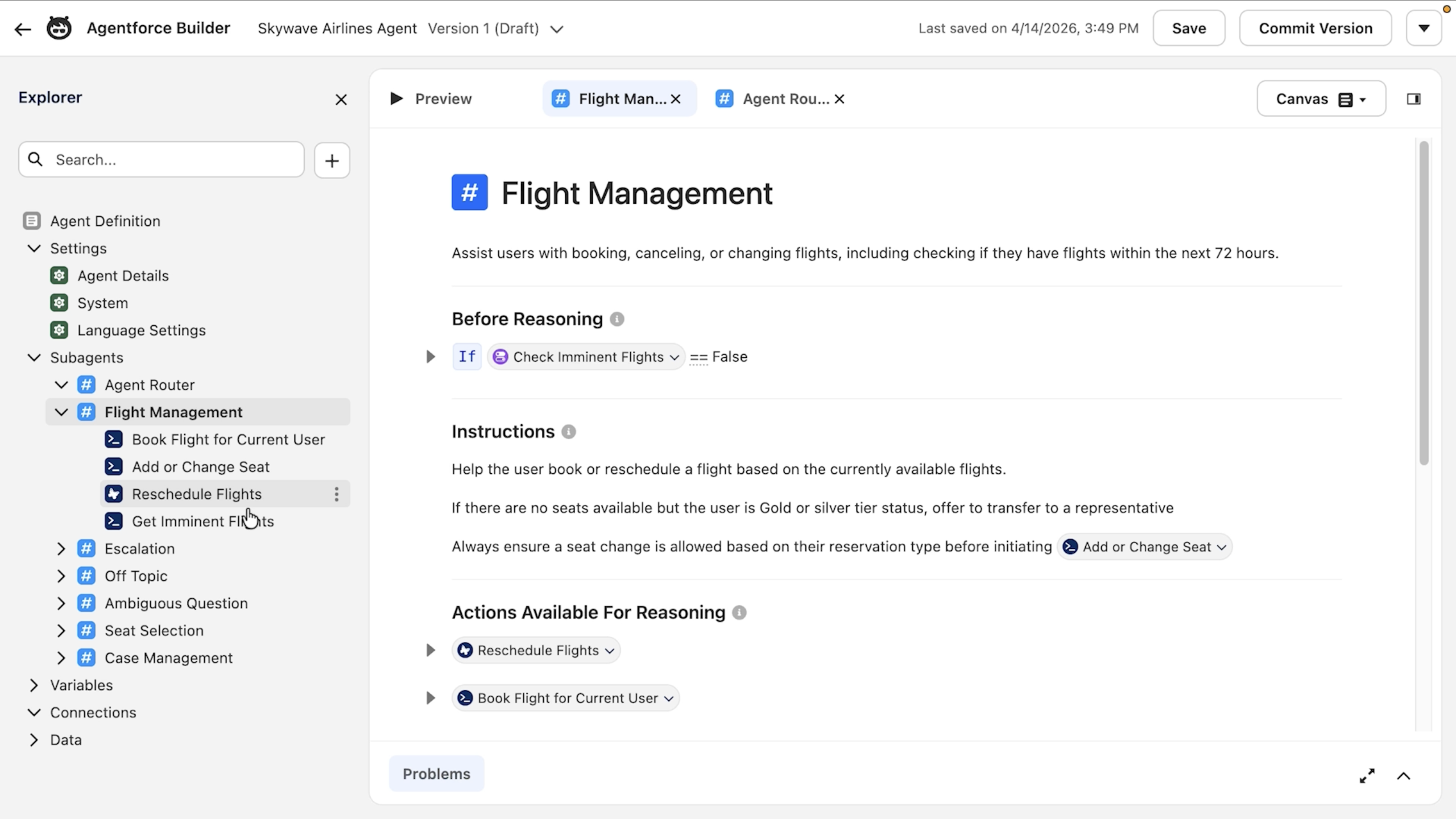 Agent config screenshot from demo.