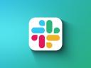 Slack application icon is displayed on gradient team background.