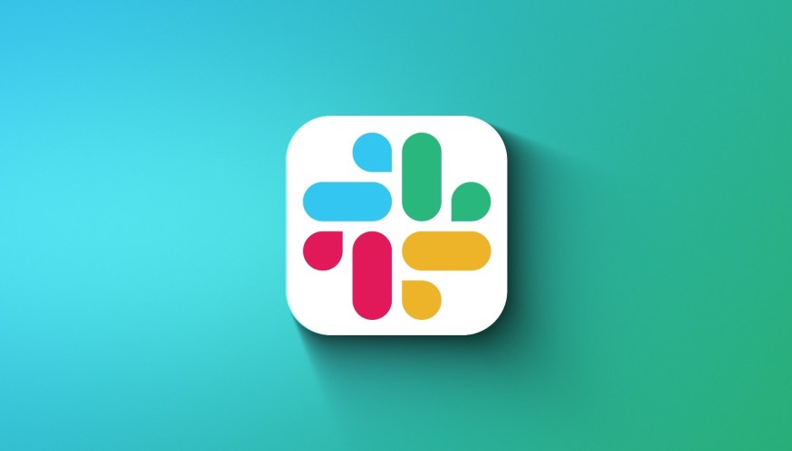 Slack application icon is displayed on gradient team background.