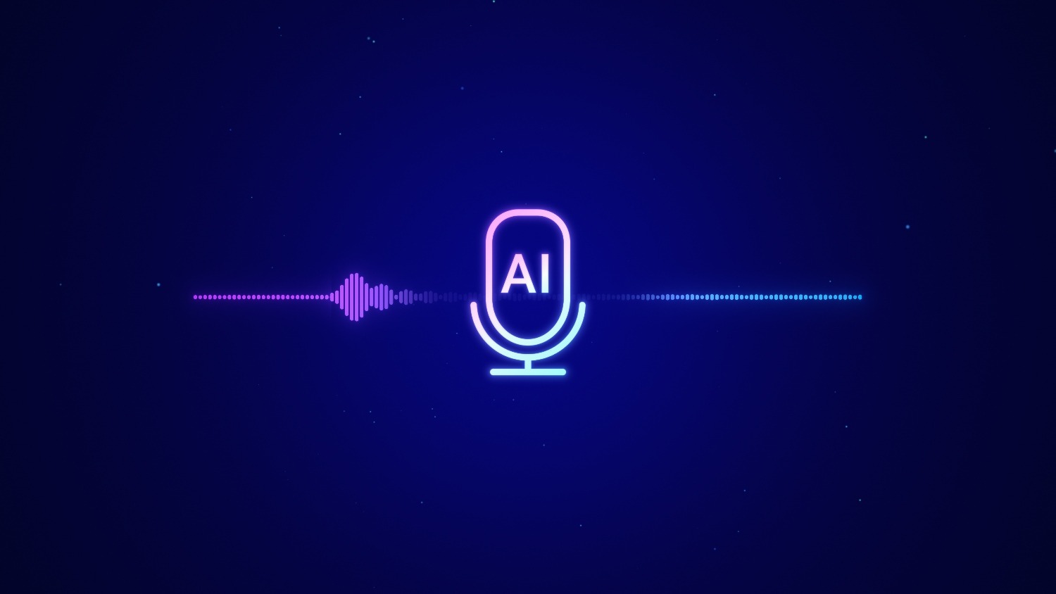 An AI voice recognition icon with audio lines on a black background.
