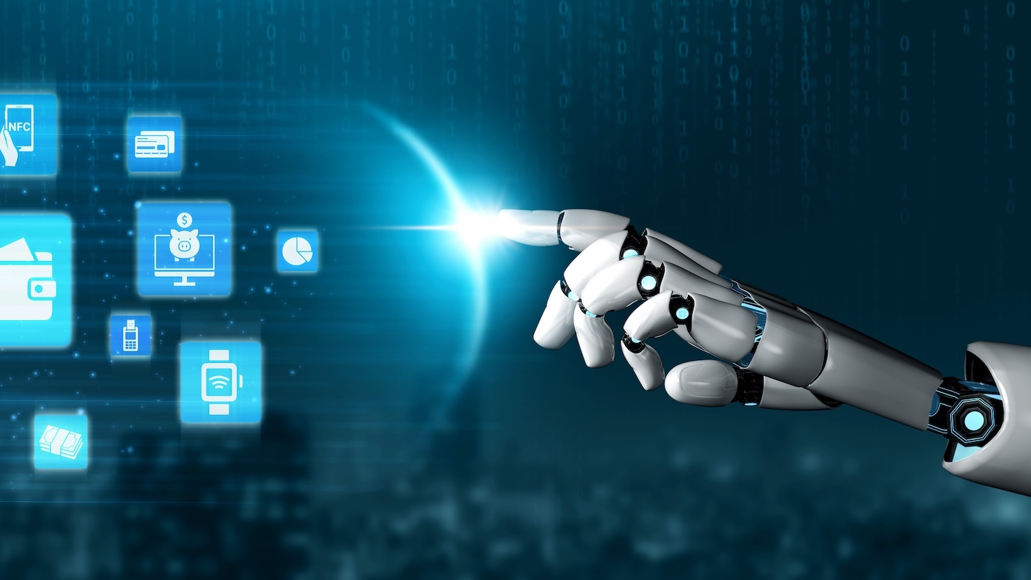 AI robot selecting tapping into access applications