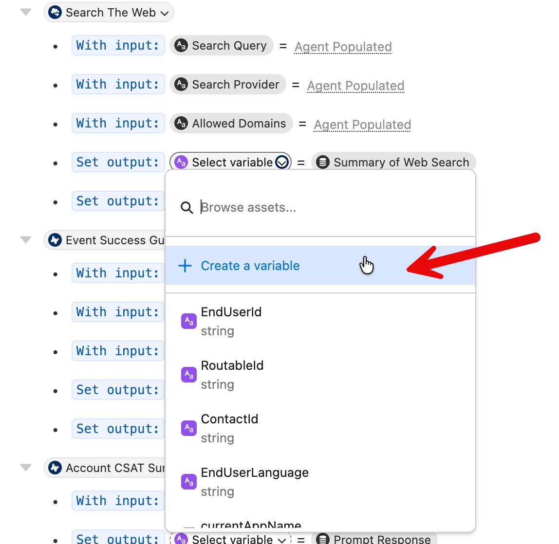 Adding context variables in Canvas mode.