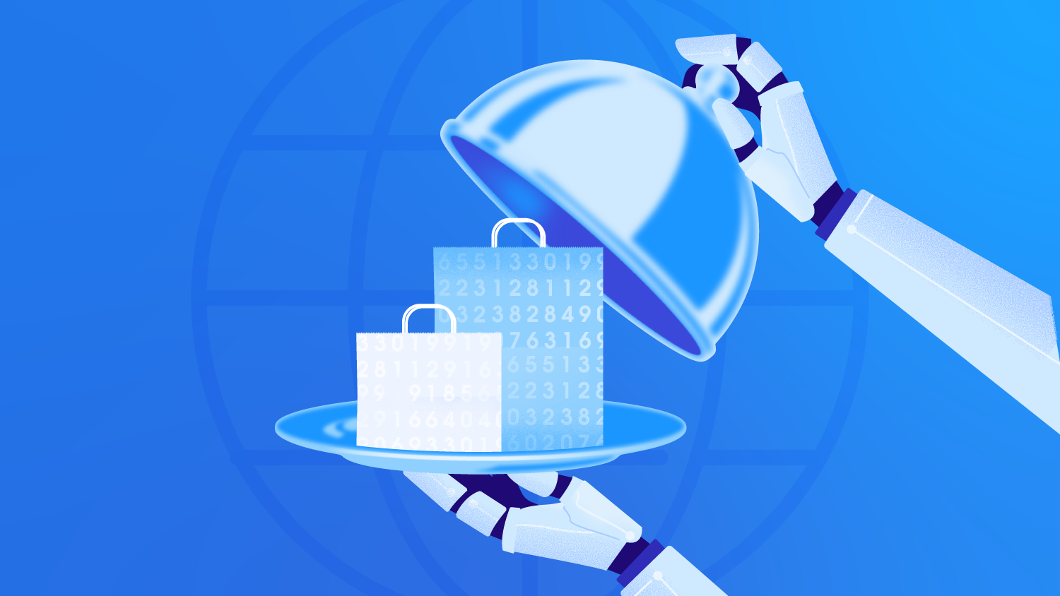 An AI agent presenting several packages on a silver platter.
