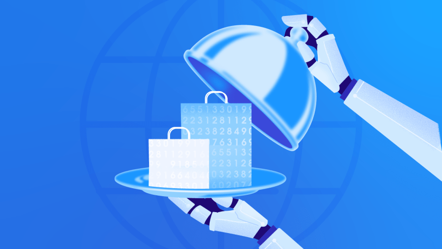 An AI agent presenting several packages on a silver platter.