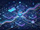 Isometric illustration of an interconnected AI and data ecosystem with glowing neon circuit lines on a dark space background.