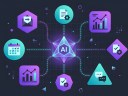 an AI Agent Orchestrating Business Workflows in icons on black background