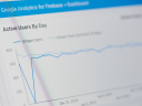 A closeup of Google Analytics dashboard showing active users.