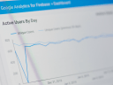 A closeup of Google Analytics dashboard showing active users.