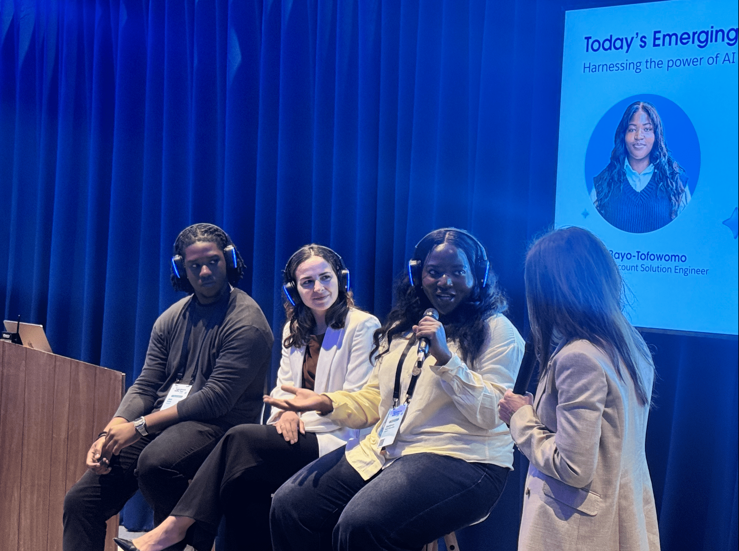 Ireoluwa Bayo-Tofowomo, Future Pathways Apprentice alum at an emerging talent panel