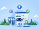 An illustration of AI skills on Trailhead icons on a blue background.
