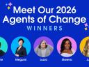 A graphic showing our 5 Agents of Change winners