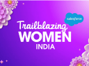 Purple background with white Text Trailblazing Women