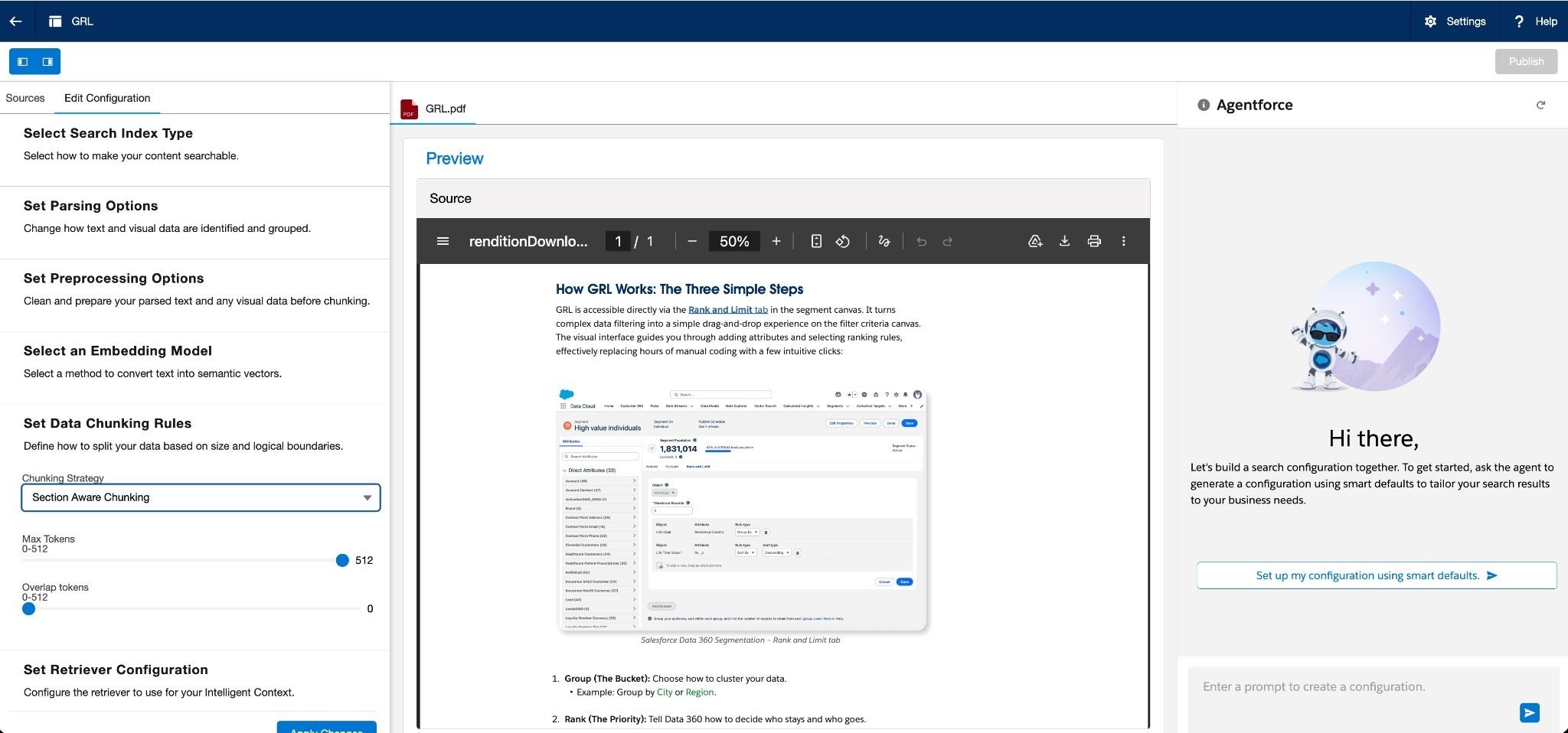Intelligent Context with Data Chunking Rules and Smart Defaults
