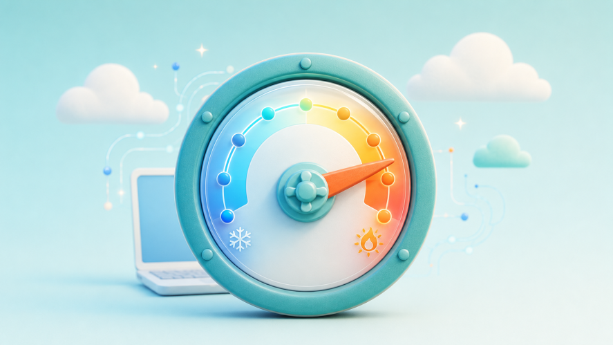 Illustration of a hot to cold valve showcasing leads in a warming pipeline on a blue sky background.