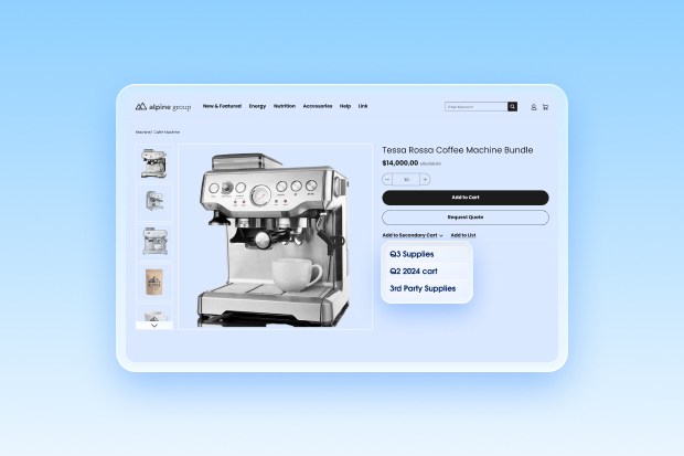 UI screen from B2B Commerce showing Multi-Cart Collaboration