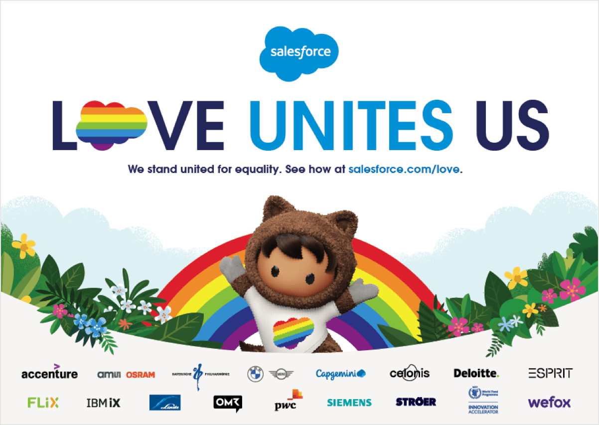 Love unites us – Salesforce zeigt zur Münchner Pride Week Flagge