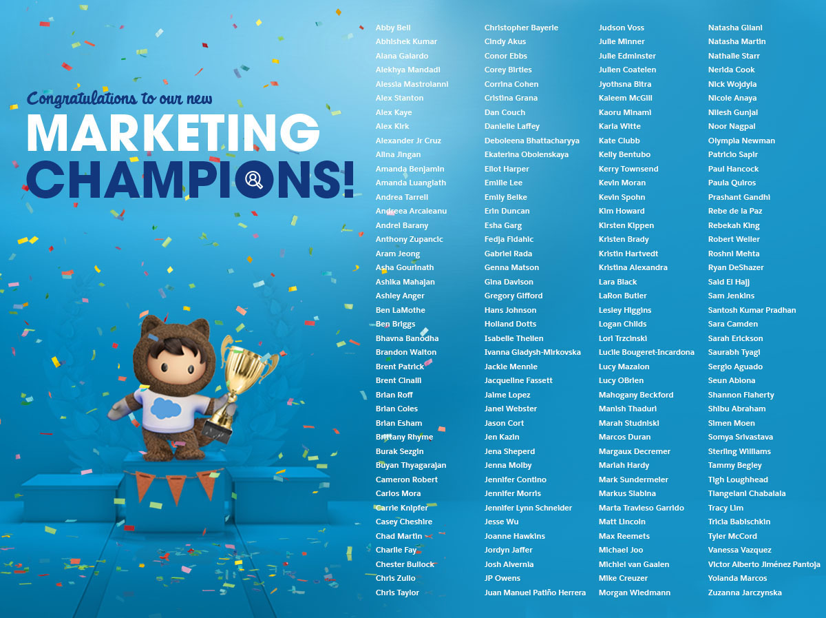 2020 Salesforce Marketing Champions List
