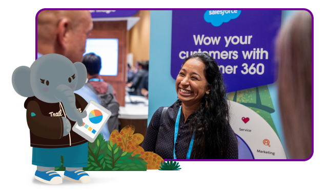 Two people at a demo booth