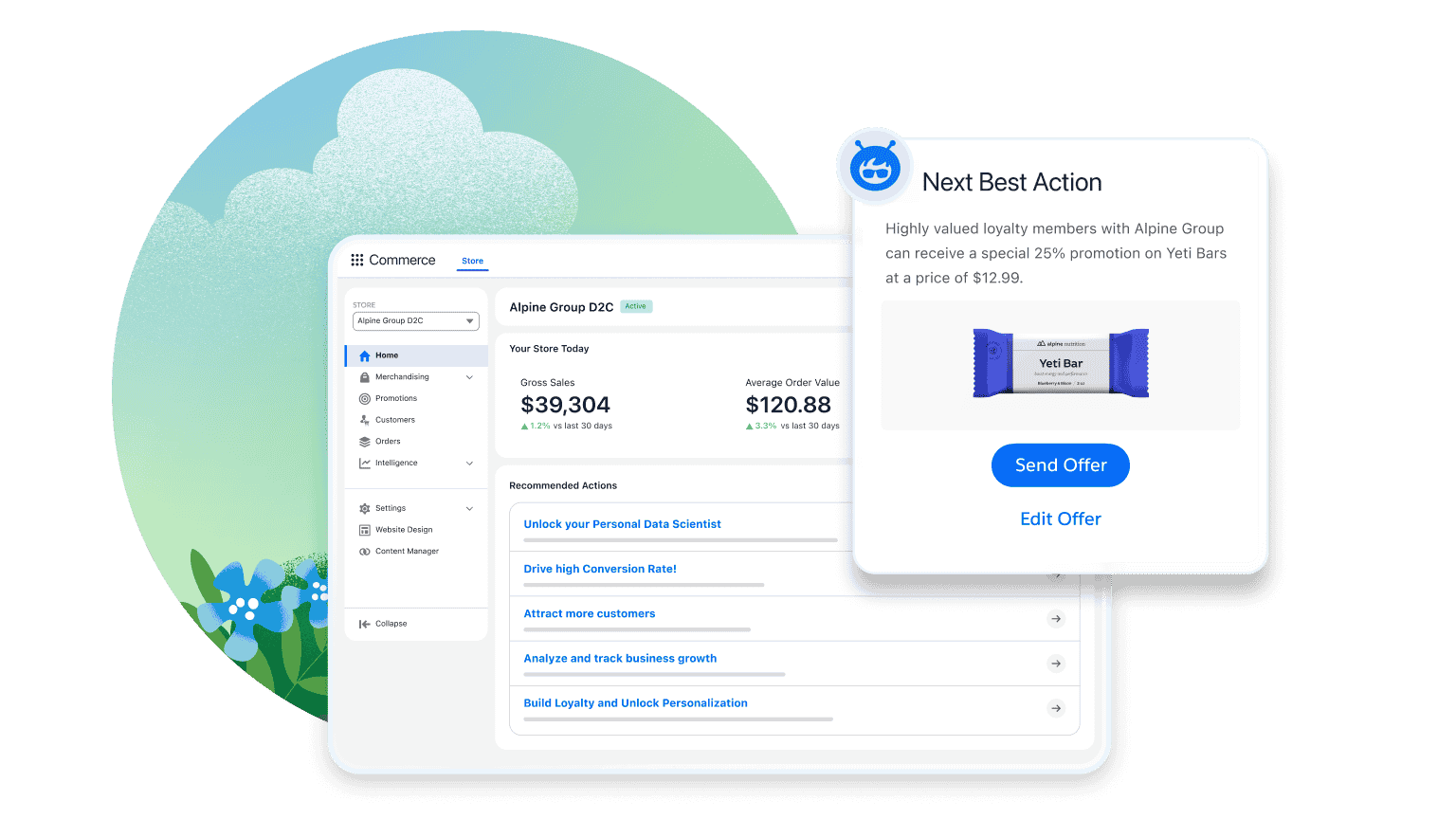 D2c storefront with agentforce recommendation for new promotional offer