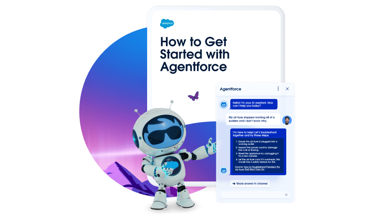 Chat window showing a customer ask a troubleshooting question to an Agentforce Service Agent, which references knowledge articles to answer the inquiry.