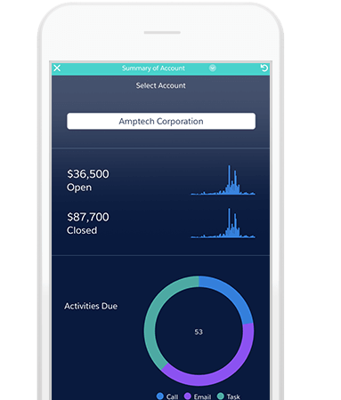 Tableau CRM dashboard on mobile.