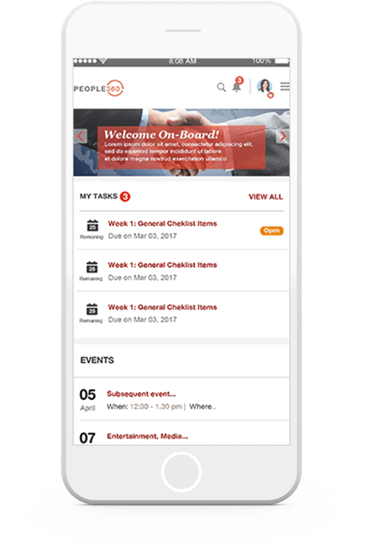 My Tasks dashboard displayed in a mobile device