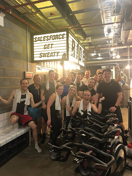 Pip with her team getting a workout in.