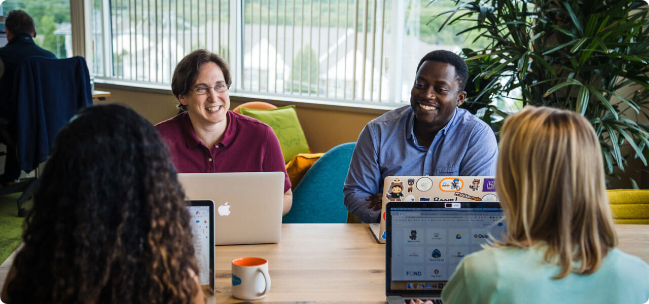 boston employees collaborating together