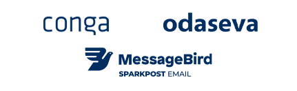 conga, odaseva and sparkpost logos