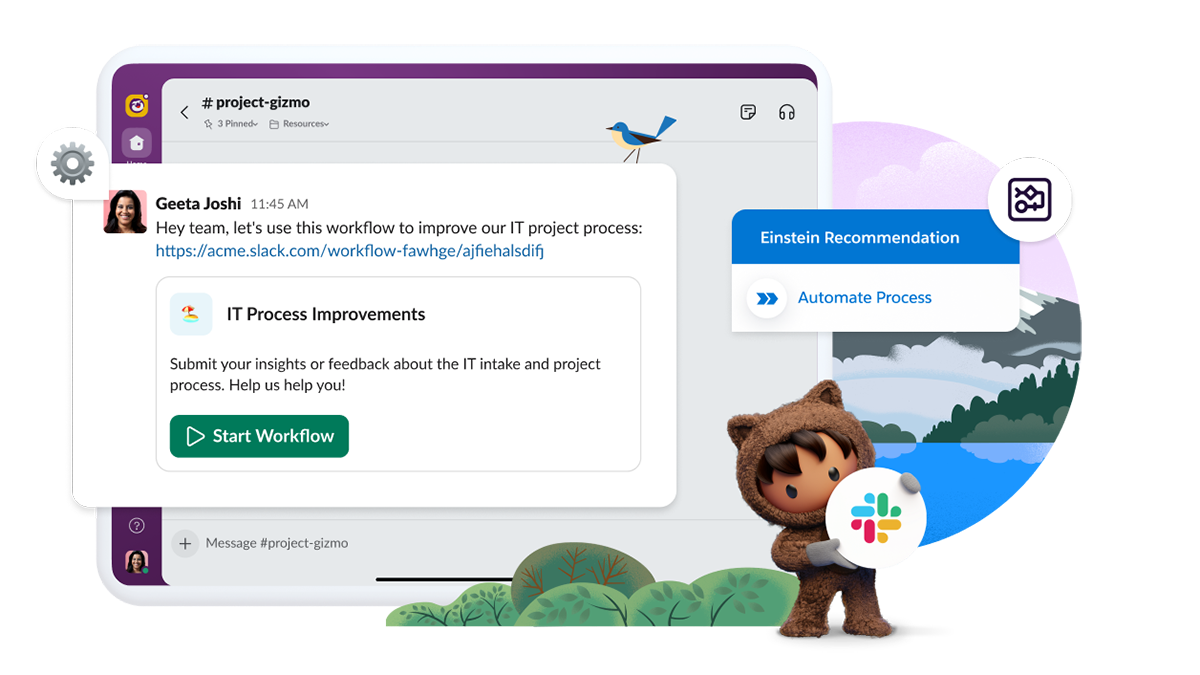 Slack screen with Astro holding a logo