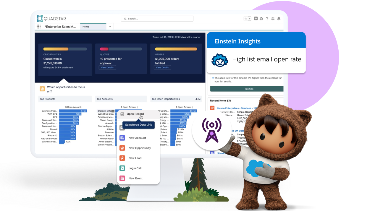 Astro in front of a Salesforce screen displaying the Demo.
