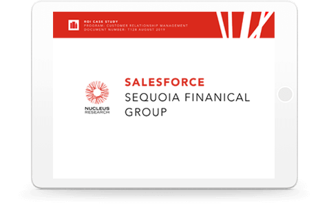 Image that says "Salesforce Sequoia Financial Group" with Nucleus Research logo