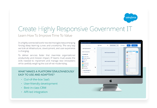 Tablet device showing cover of the datasheet "Creating highly responsible government IT"