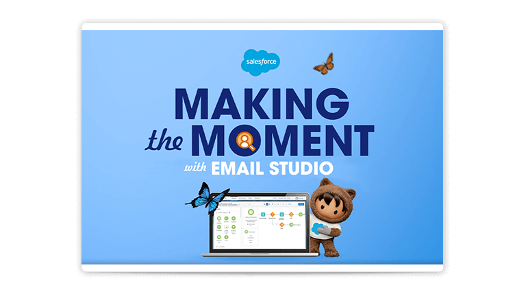 Astro points to a mobile device displaying an email journey map 