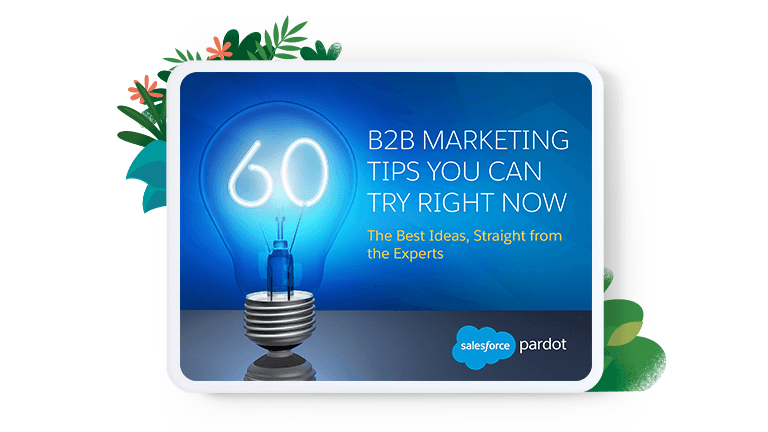 A device showing the cover of 60 B2B Marketing Tips You Can Try Right Now