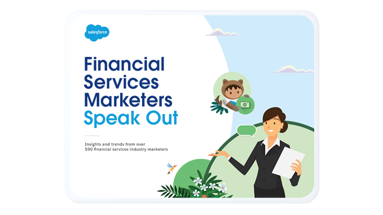 Screenshot of the cover page of the Financial Services Marketers Speak Out report