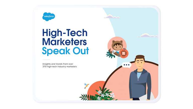 Screenshot of the cover page of the High Tech  Marketers Speak Out report