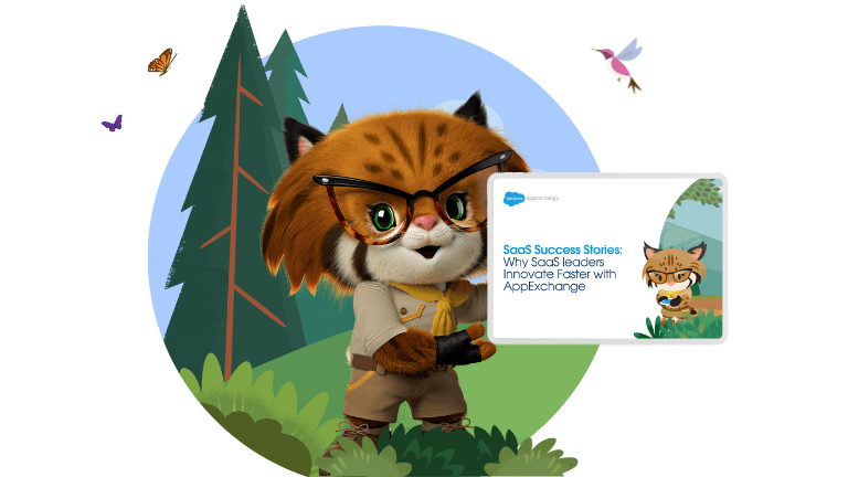 The cover page of the “SaaS Success Stories: Why SaaS Leaders Innovate Faster with AppExchange.” e-book.