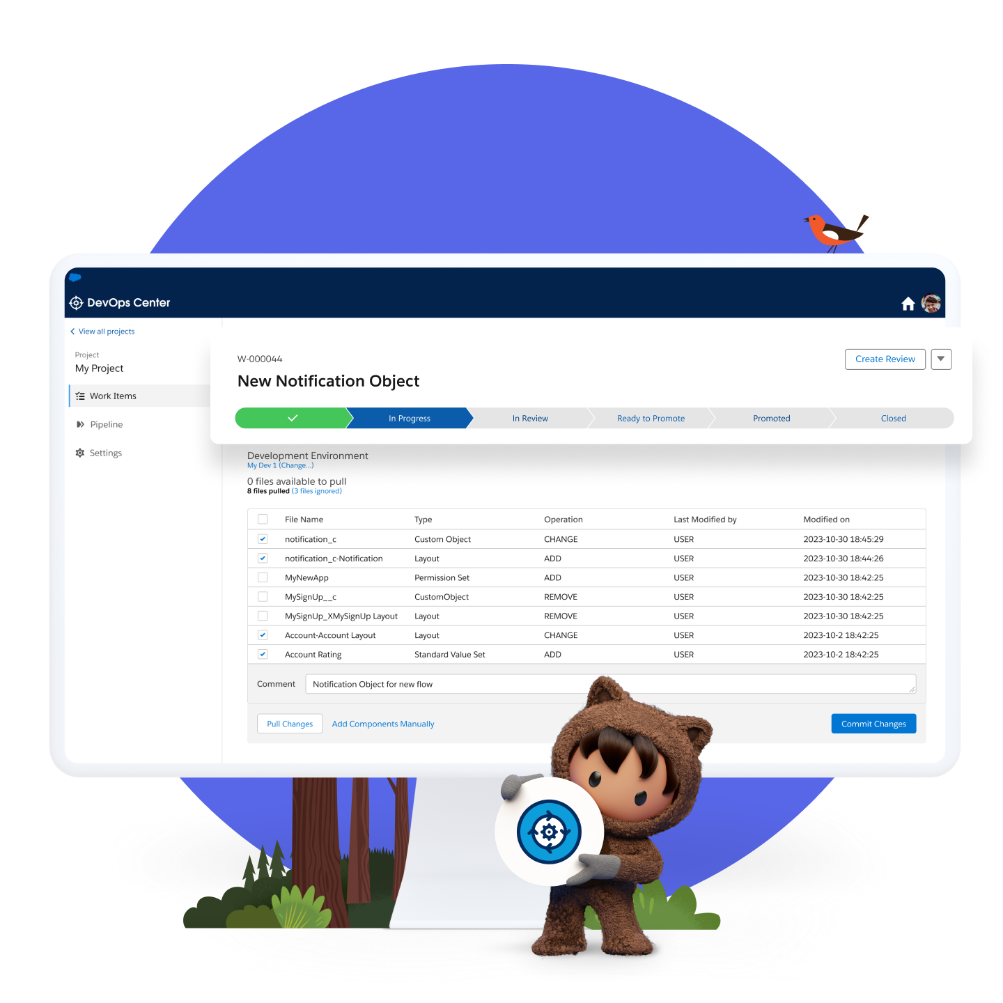 Astro standing in front of a screen that reads New Notification Object.