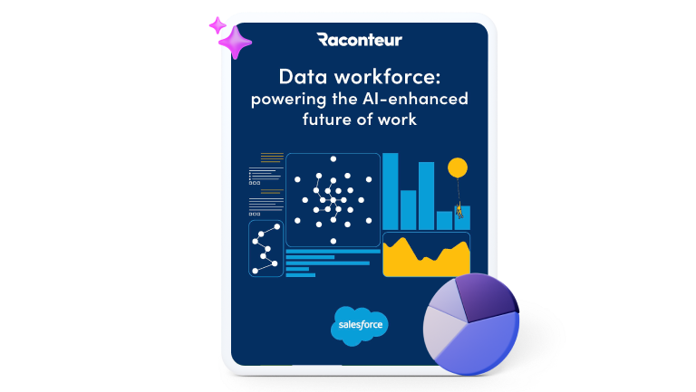 Image displaying report with charts and graphs on Data Workforce powering the AI-enhanced future of work. 